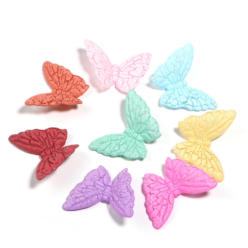 Wholesale 100pcs Acrylic Two-color Gradient Butterfly Crack Wing Beads