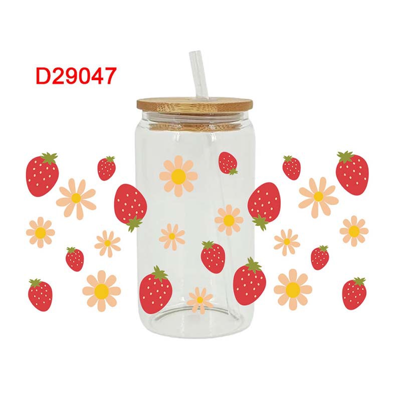 Wholesale Strawberry Cherry Fruit Series 16oz Cup UV DTF Wraps