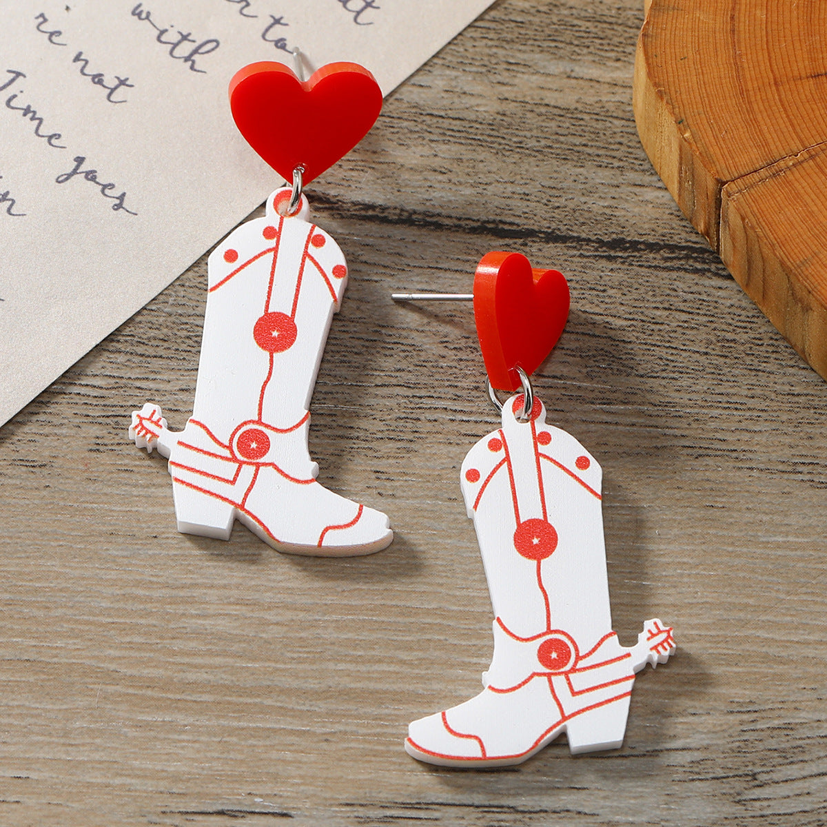Wholesale Acrylic Cow Boots Western Cowboy Hat Earrings