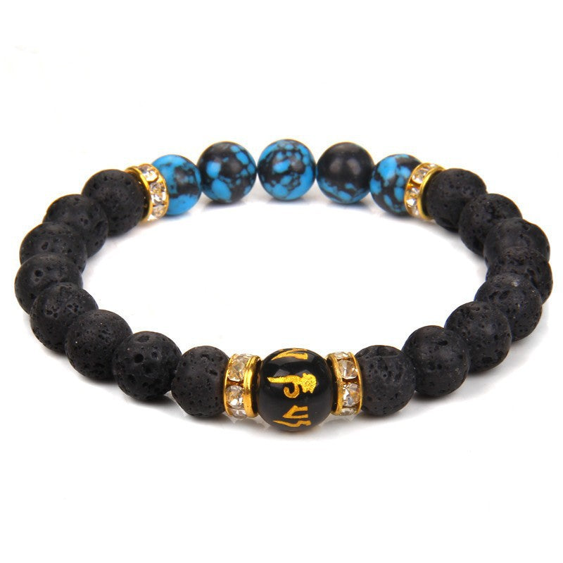 Wholesale Natural Volcanic Stone Bracelet Colorful Six-word Motto Beads