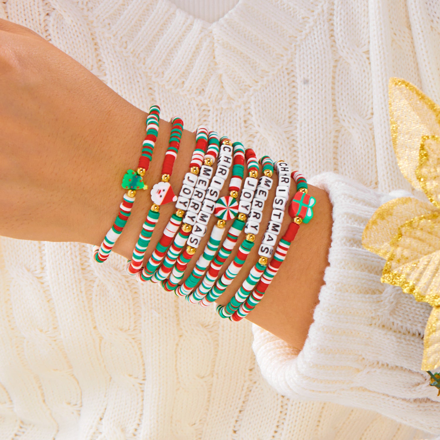 Wholesale Christmas polymer clay crystal Clay Bead bracelet