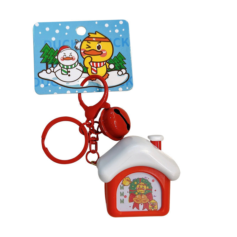 Wholesale Christmas Series Little Yellow Duck Sound Music House Luminous Night Light Keychain