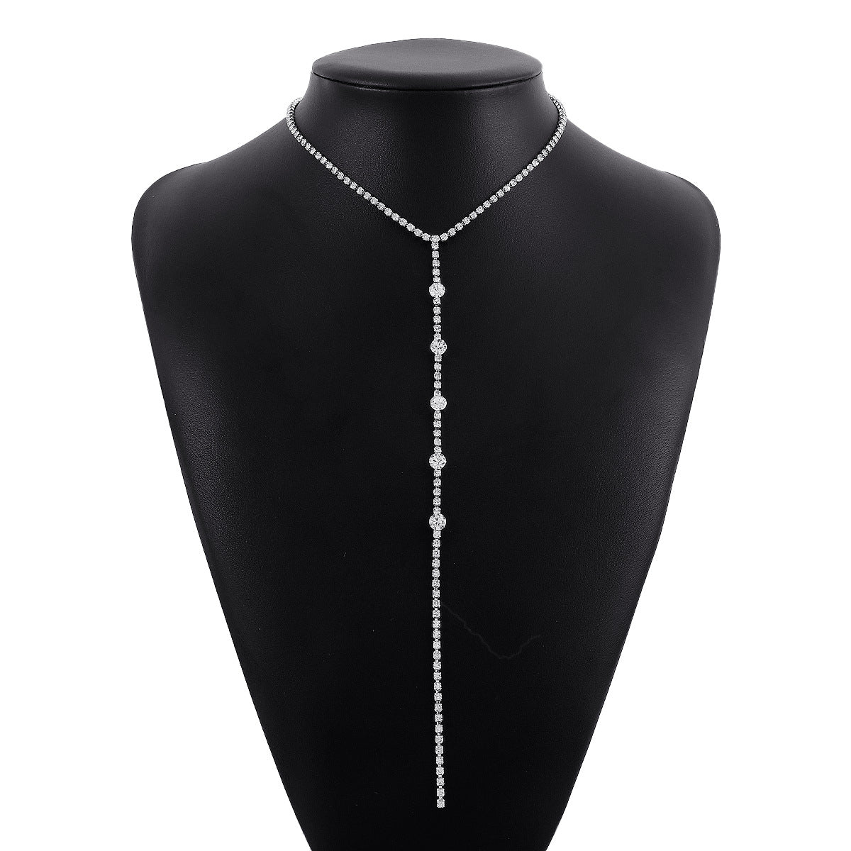 Wholesale Long Y-shaped Geometric Rhinestone Necklace