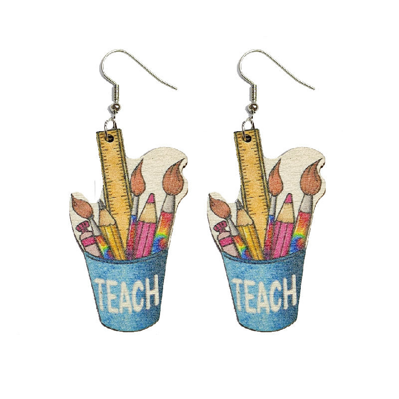 Wholesale Wooden teaching aid earrings