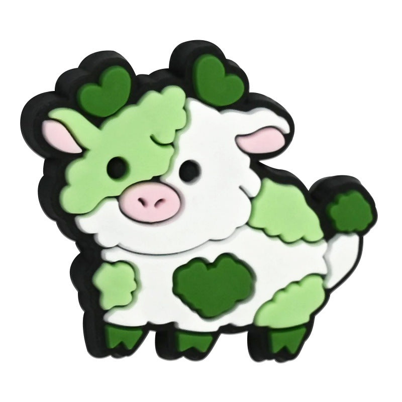 Wholesale Random 100pcs Cartoon Colorful Cow Series Pvc Soft Glue Double-Sided Focus Beads