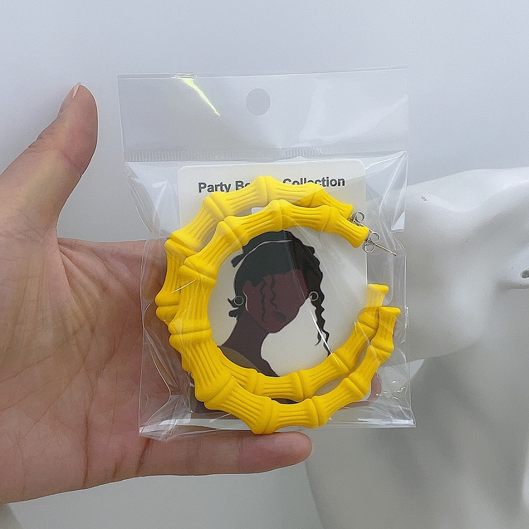 Wholesale Colorful Personalized Bamboo C Shape Acrylic Earrings