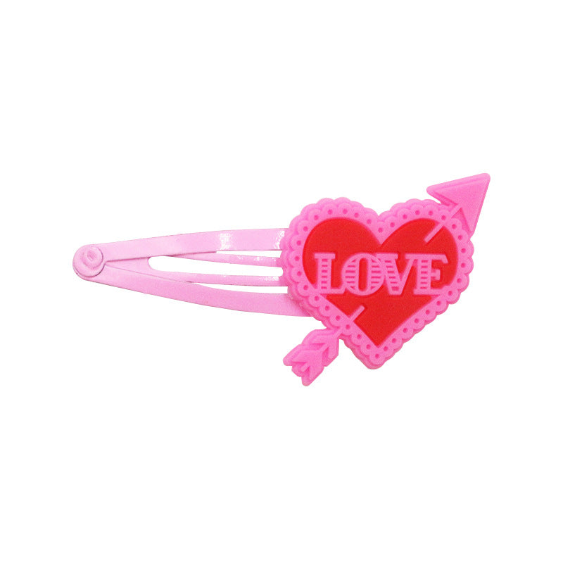 Wholesale Valentine's Day Children's Hairpin PVC Soft Glue Pink Hairpin