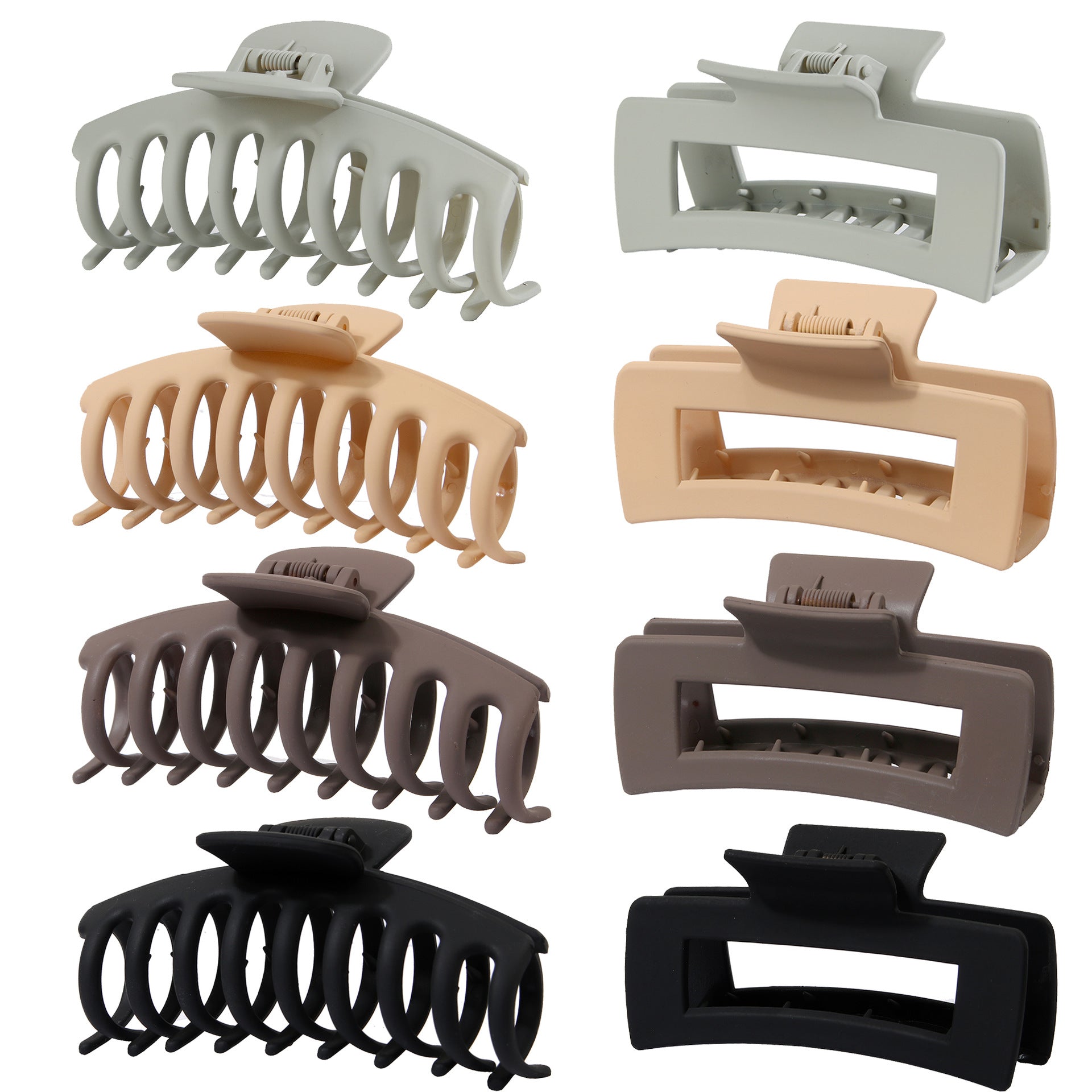 Wholesale 8PCS Seamless Frosted Rectangular Resin Hair Clips