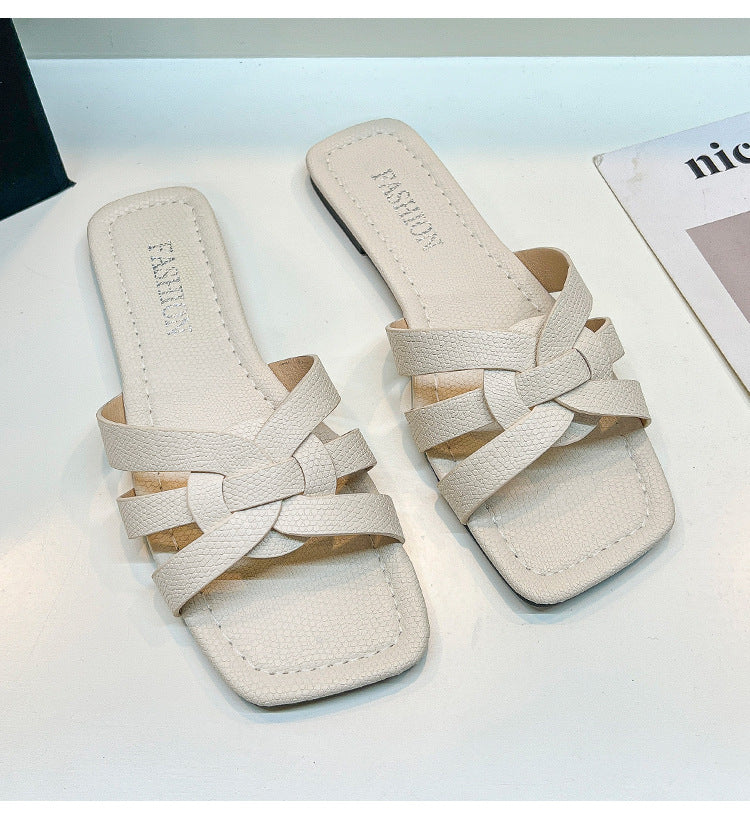 Wholesale Braided Flat Beach Slippers