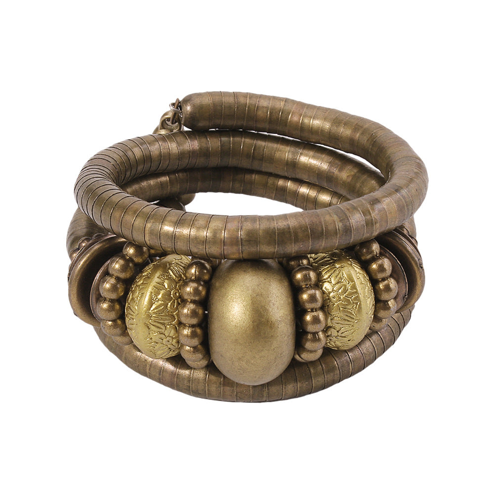 Brazalete turquesa de la forma del hueso de la serpiente multicapa con cuentas al por mayor