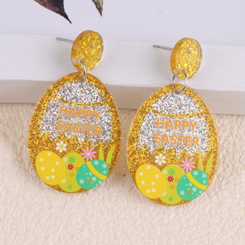 Wholesale Easter cartoon Easter egg rabbit acrylic earrings