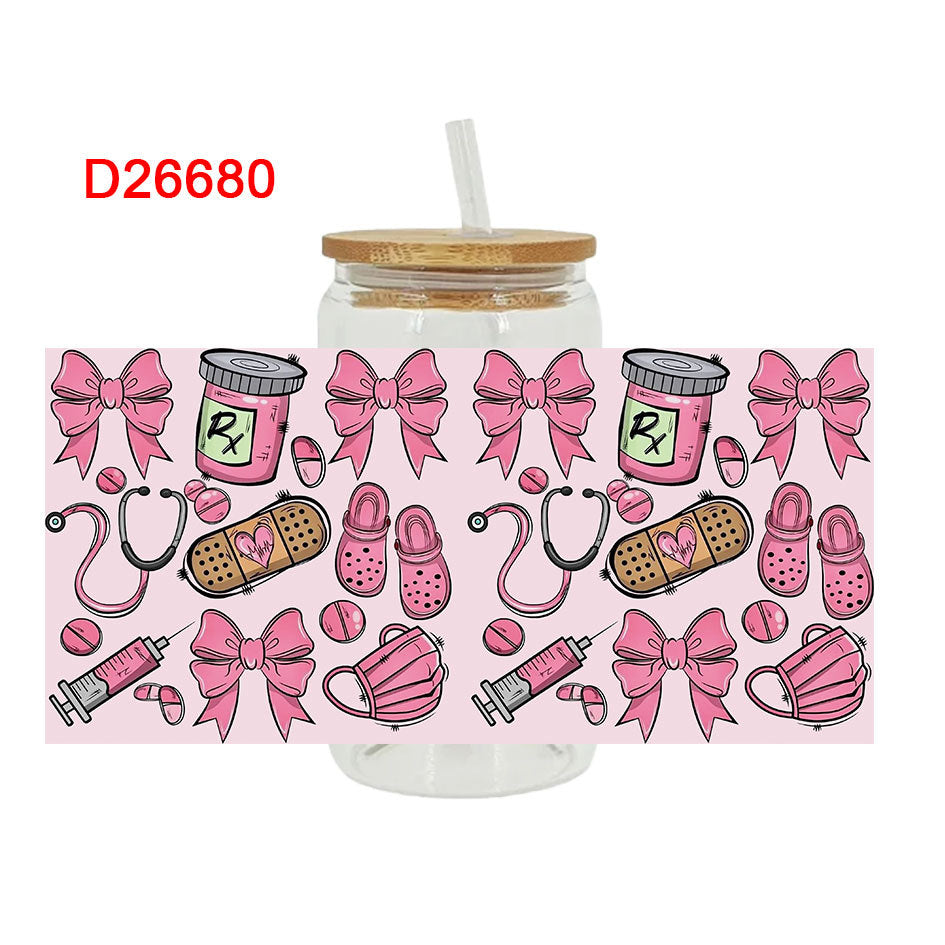 Wholesale Colorful Bow Medical Series 16oz Cup UV DTF Wraps