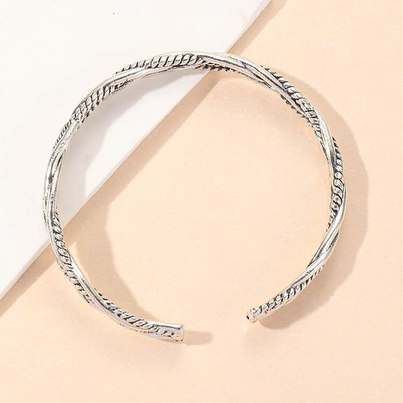 Wholesale Braided twist open alloy electroplating men's bracelet