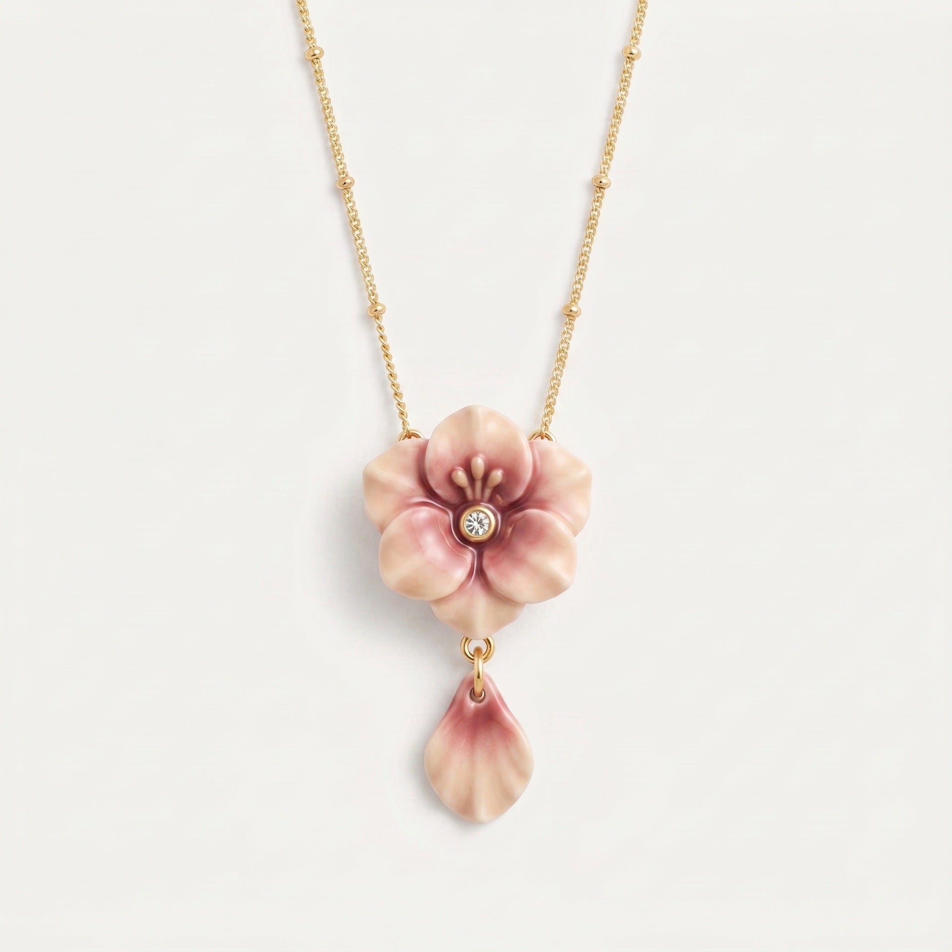 Wholesale Handmade Vintage Layered Flower Necklace With Gold Chain Pink Carnation Gradient Chic Fashion Accessory For Gift And Resale