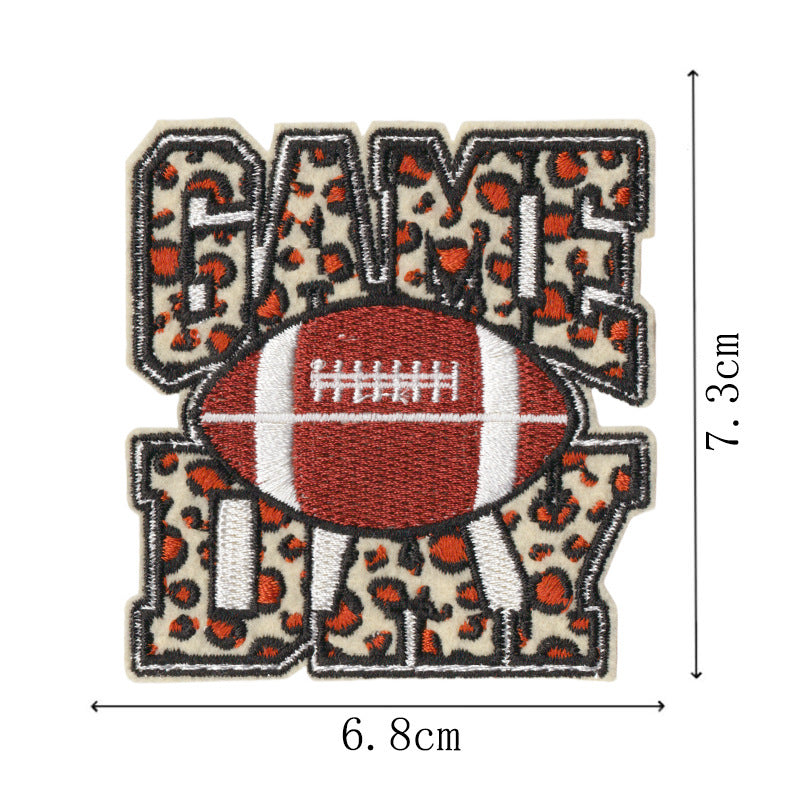 Wholesale Leopard Print Cartoon Football Embroidered Patches 9 Pcs Decorative Towel Sewing Accessory