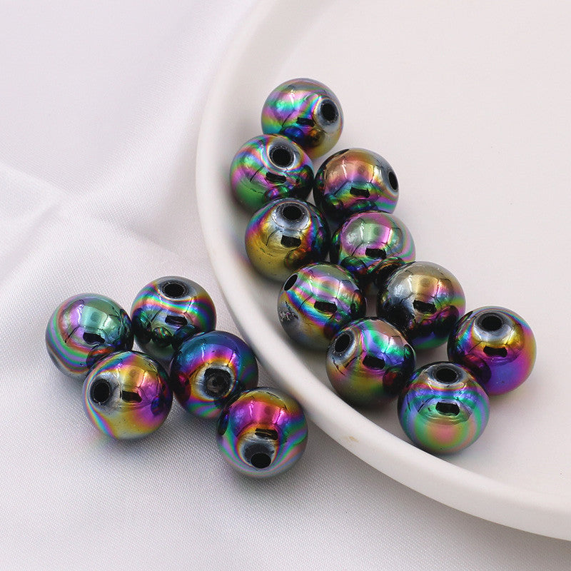 Wholesale 20pcs DIY Jewelry Accessories 14mm Acrylic AB Color Straight Hole Round Beads