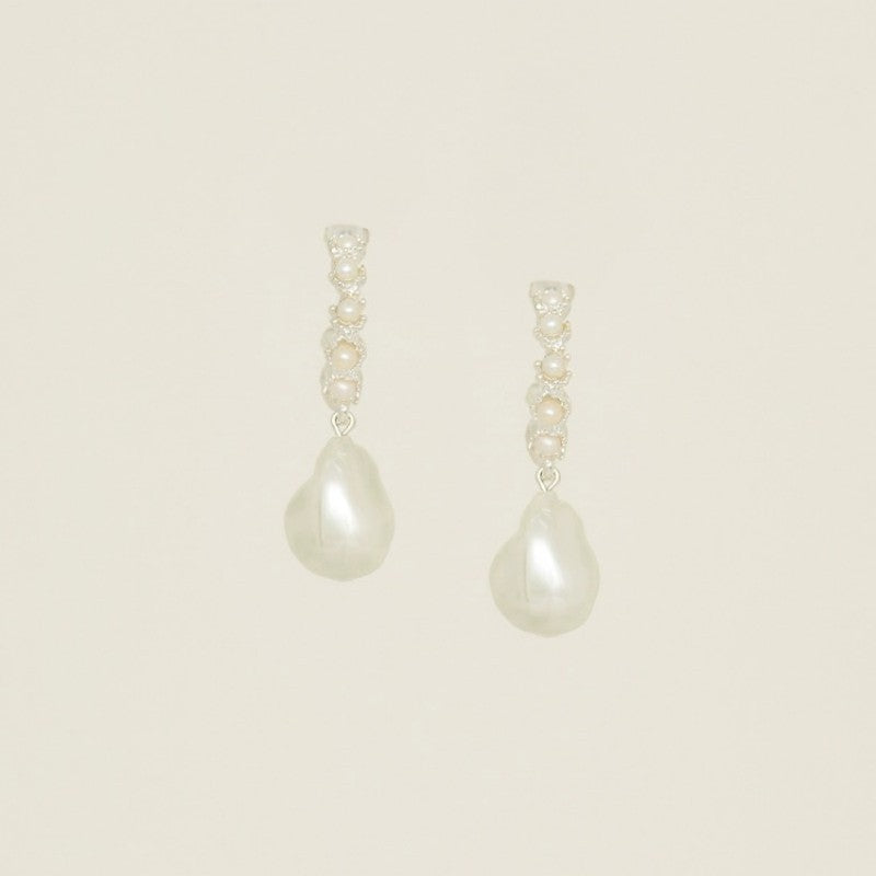 Wholesale pleated pearl earrings baroque pearl earrings