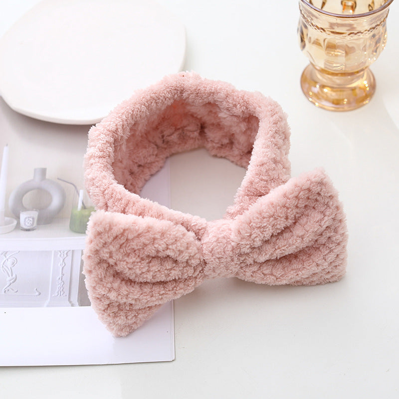 Wholesale Pineapple Plaid Coral Fleece Absorbent Bow Headband