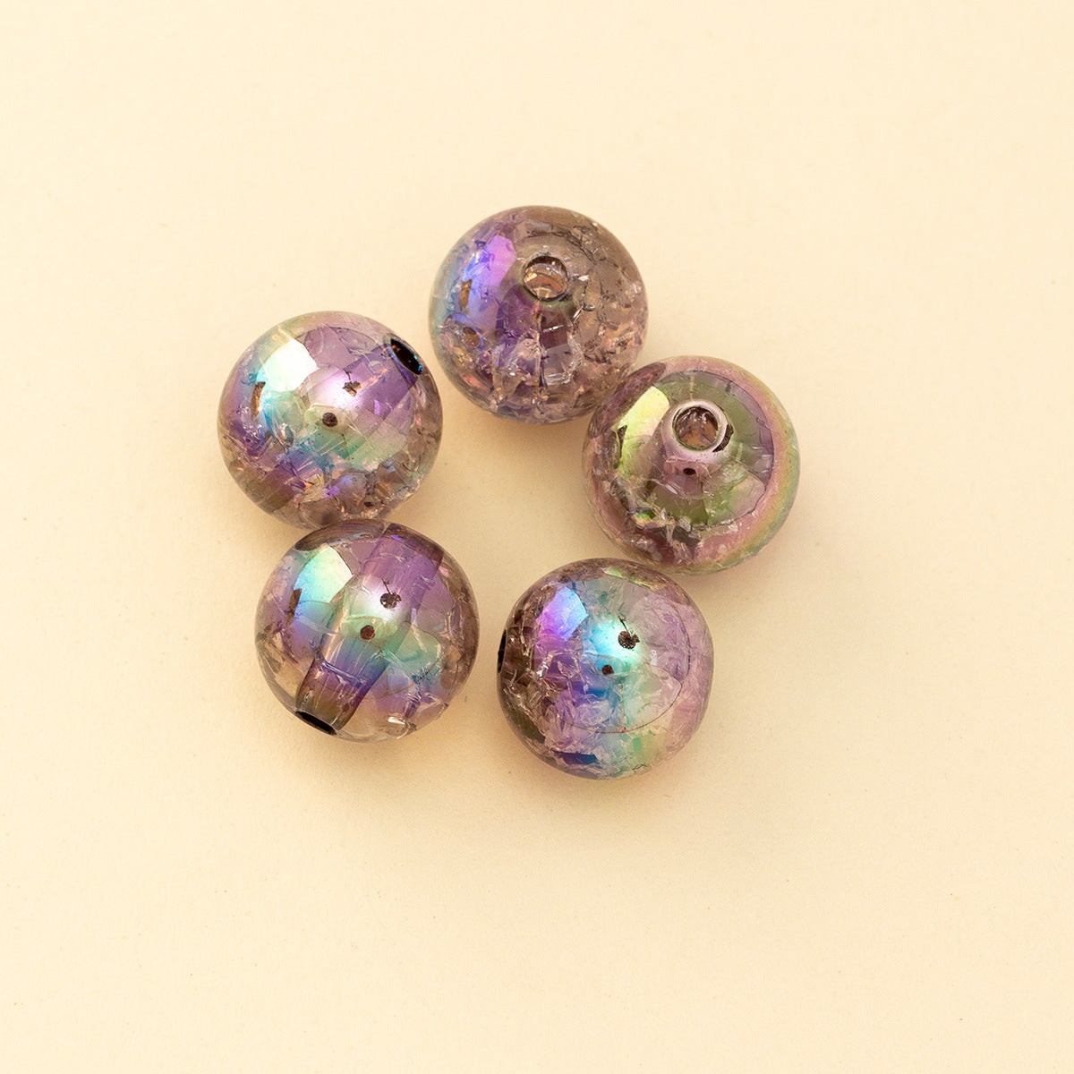 Wholesale 200pcs Burst Clear Straight Hole Multicolored Aurora Round Beads