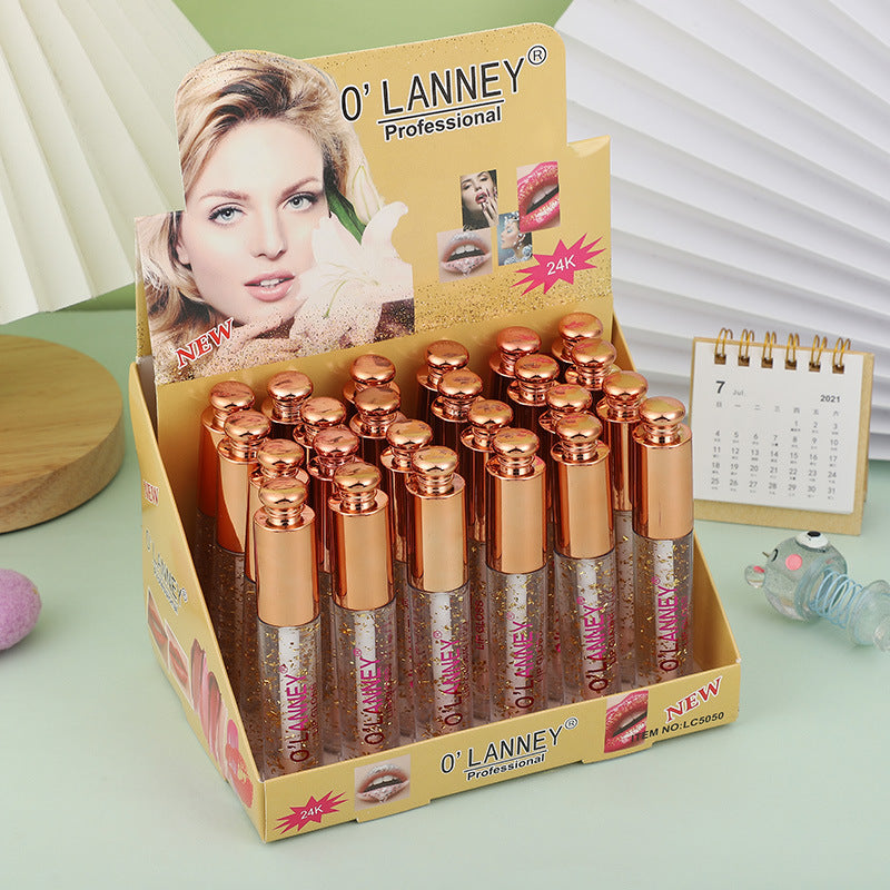 Wholesale 24pcs Transparent Gold Foil Color Changing Lip Varnish