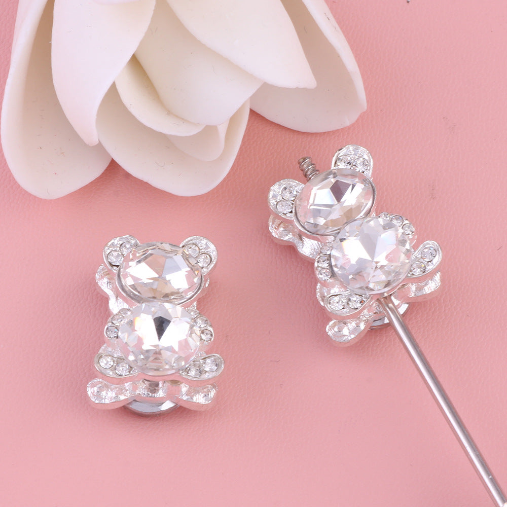 Wholesale 5pcs/pack Heavy double-sided alloy bear diamond ball DIY Fancy Beads