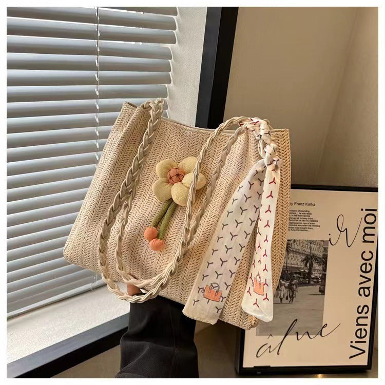 Wholesale Large Capacity Rattan Handbag Shoulder Bag Commuter Tote Bag