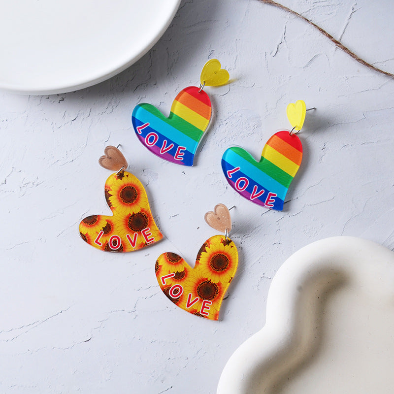 Wholesale Valentine' s Day heart-shaped geometric acrylic earrings