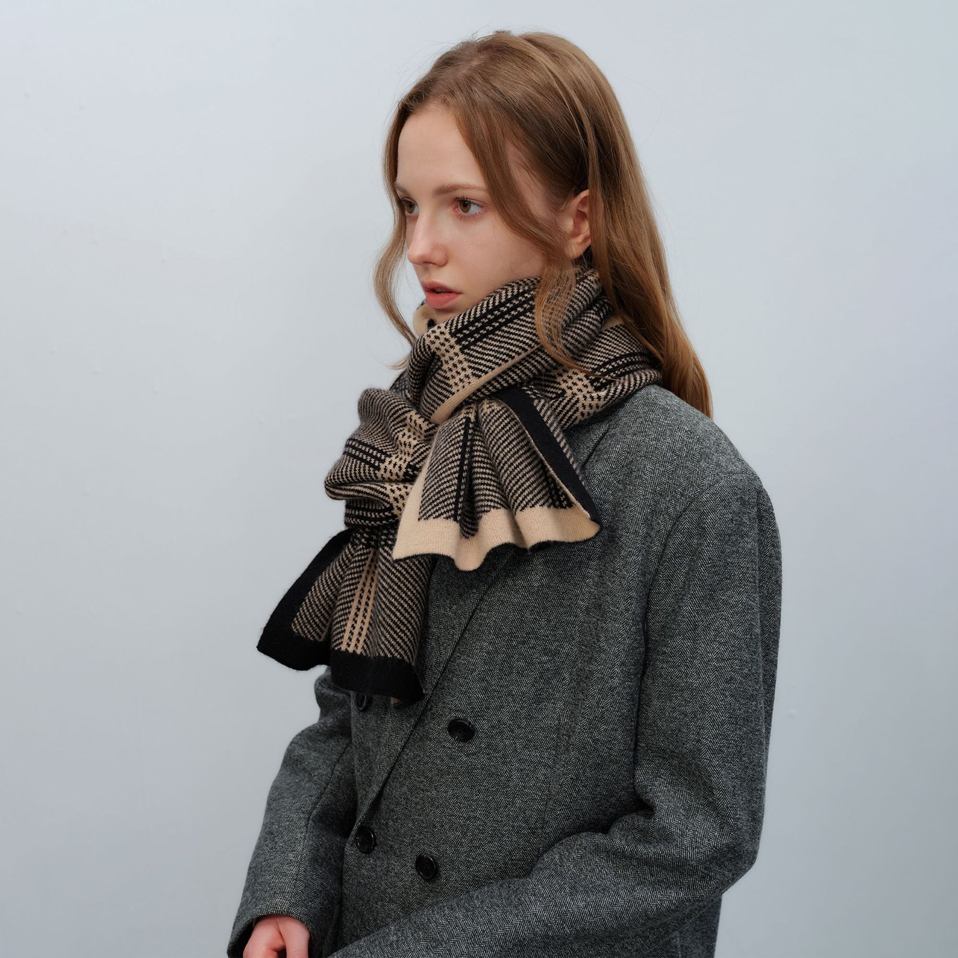 Wholesale Acrylic Multi-color Plaid Texture Patchwork Scarves