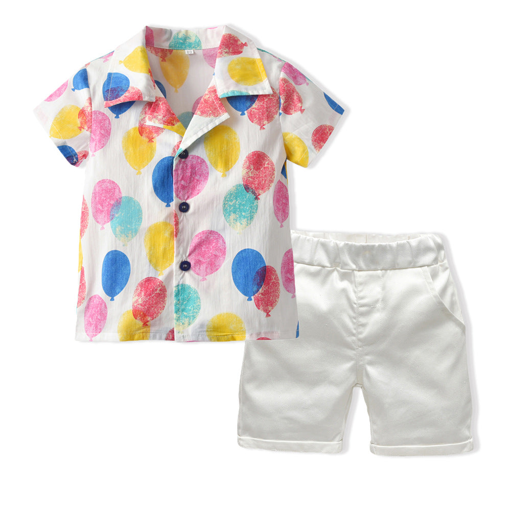 Wholesale of Children's Cotton Printed Shirts and Shorts Creative Sibling Clothing