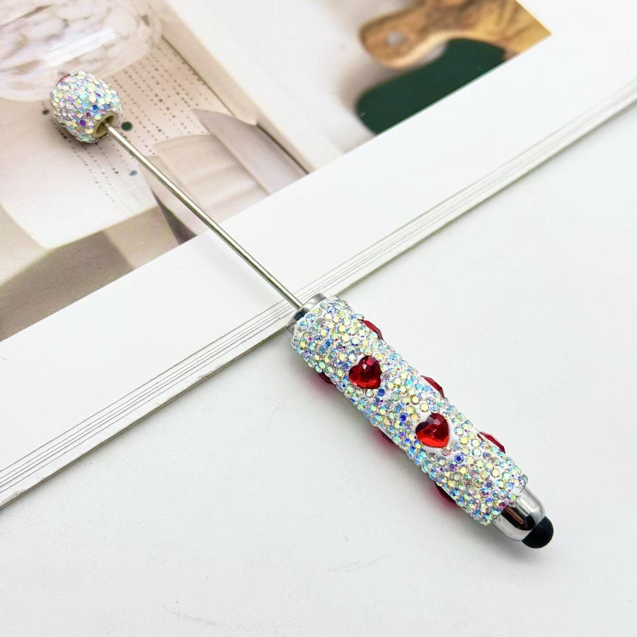 Wholesale 2pcs DIY Touchscreen Rhinestone Heart Beadable Pens
