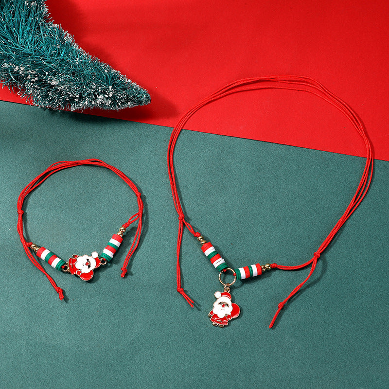Wholesale  Drop Bell Necklace And Bracelet Set Alloy Water Wave Chain Woven Christmas Jewelry Women S Holiday Party Accessory