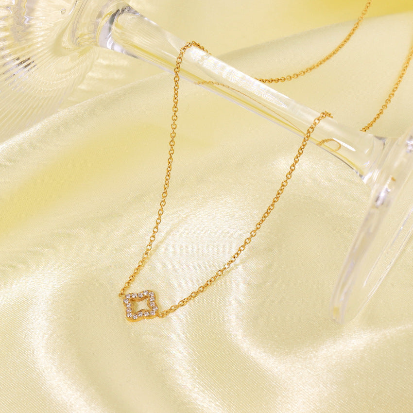 Wholesale 18k Gold Diamond Four Leaf Clover Necklace