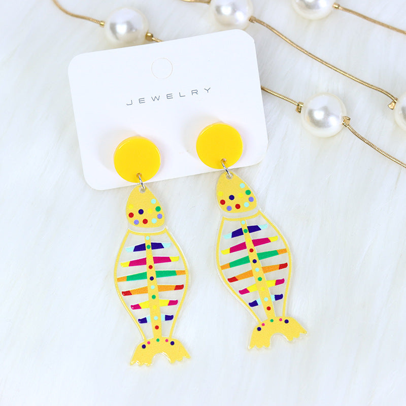 Wholesale Valentine's Day Transparent Color Love Letter Butterfly Fishbone Acrylic Earrings