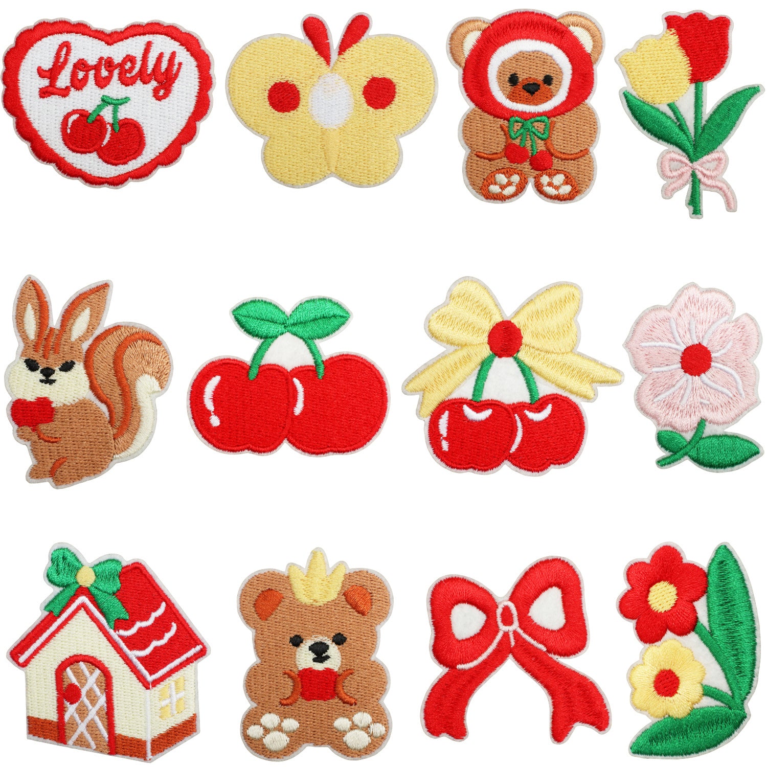 Wholesale Chic Polyester Thread Embroidered Patch Cute Couple Bears House Design For Clothing Fashion Accessory Gift