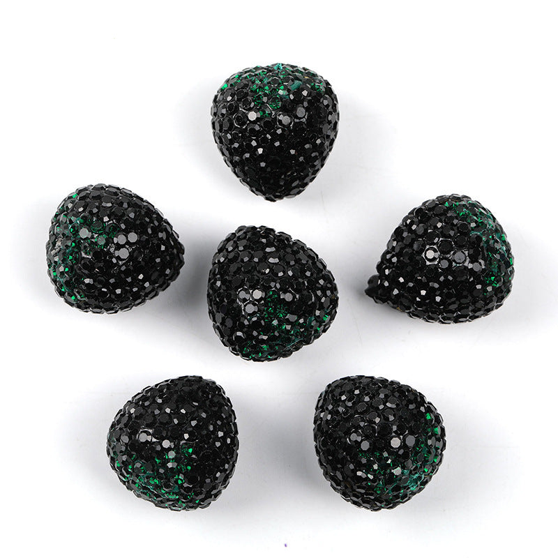 Wholesale 20pcs Strawberry Clay Rhinestone Ball Through Hole Bead