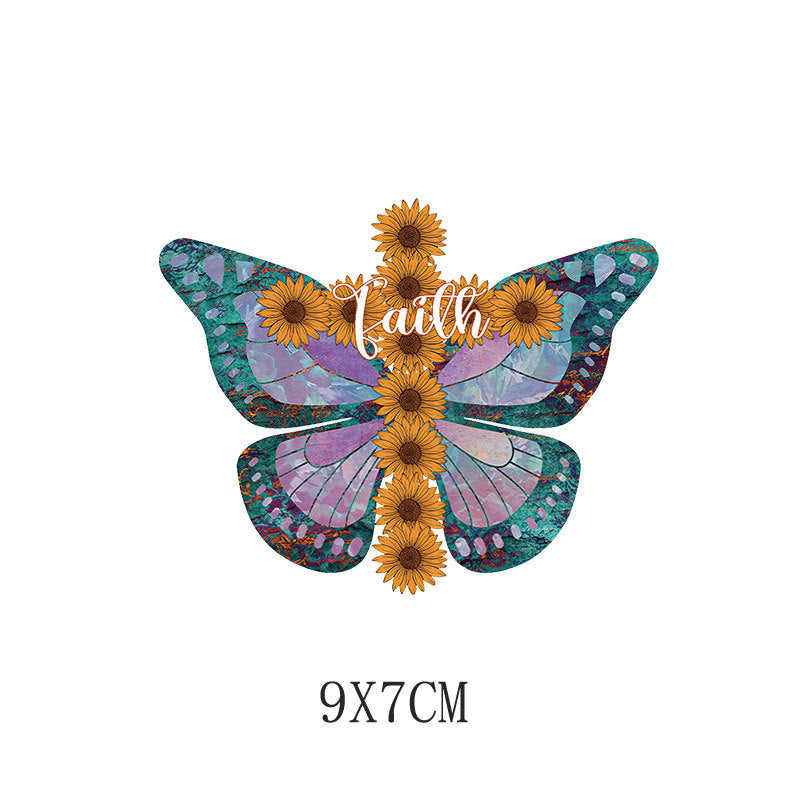 Wholesale 5pcs/pack Yellow sunflower letter heat transfer printing   UV DTF Ready to Press Transfers Wraps