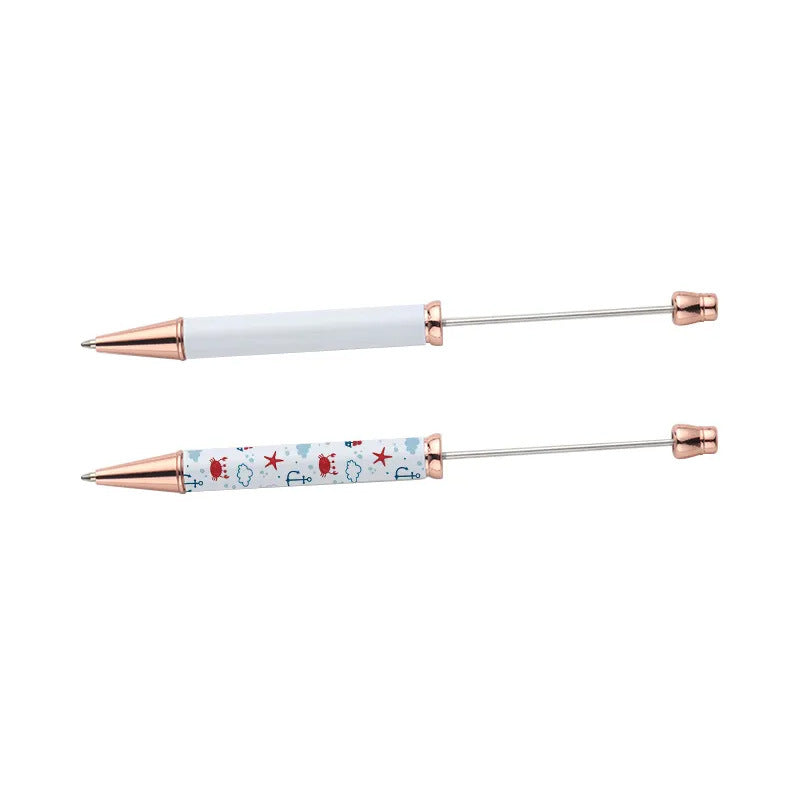 Wholesale DIY Sublimation Blank Beadable Pen Heat Transfer Printing Blank Press Plastic Bead Pen
