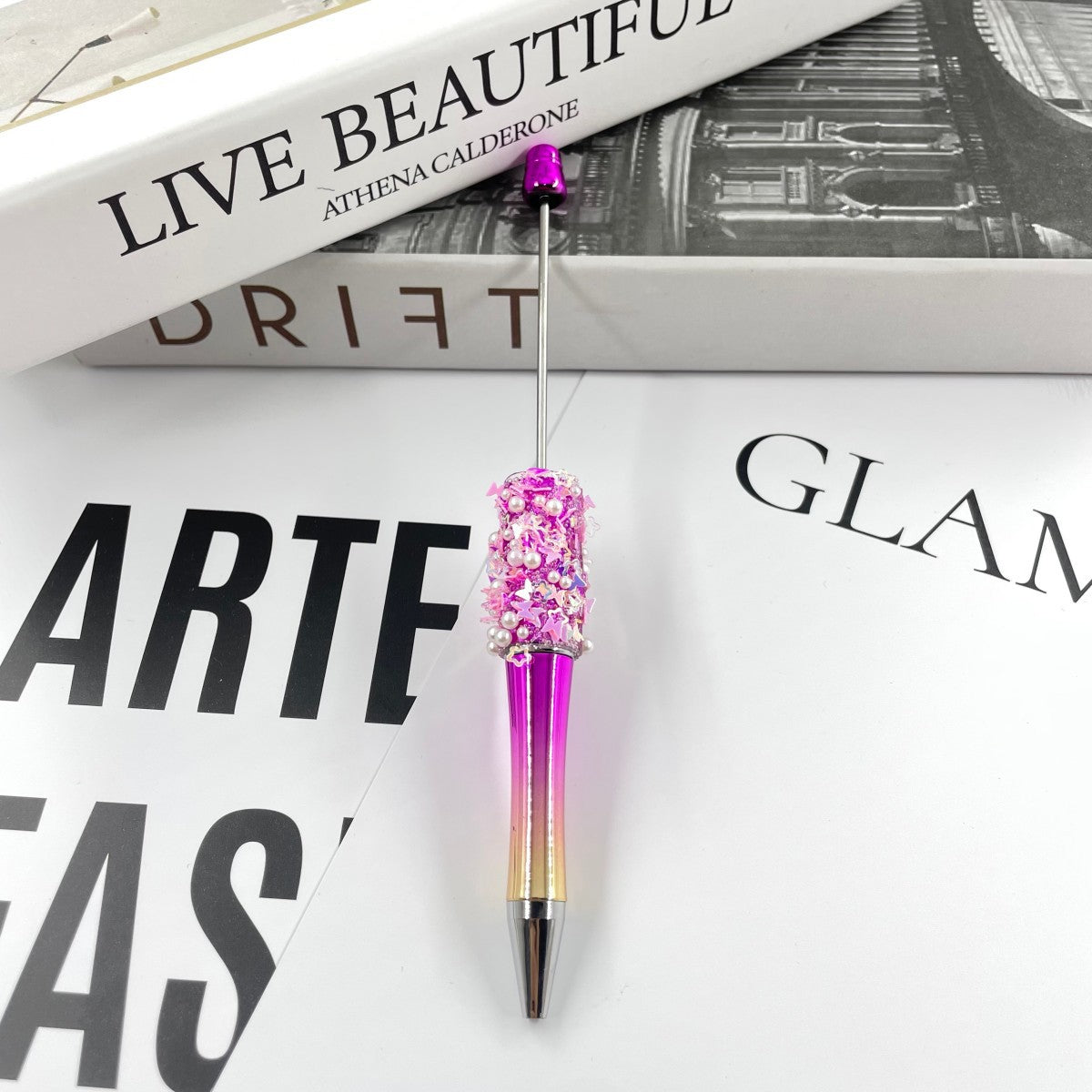 Wholesale 10pcs  DIY sequin electroplating bead pen handmade resin patch