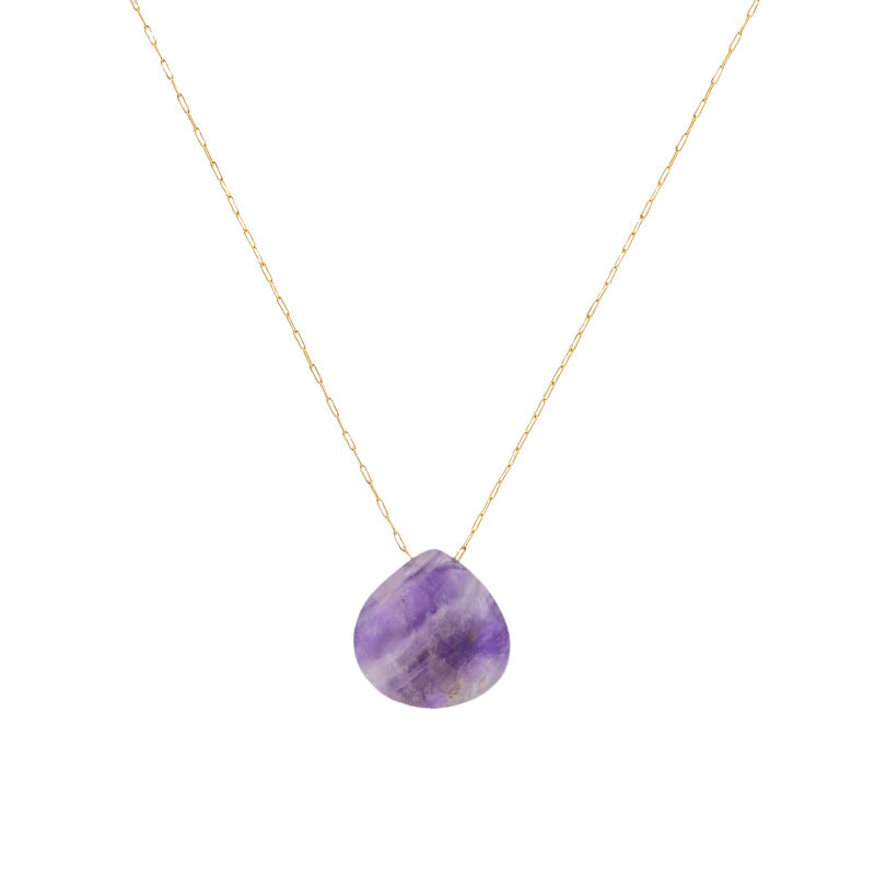 Wholesale Luxury Simple Water Drop Natural Stone Stainless Steel Necklace
