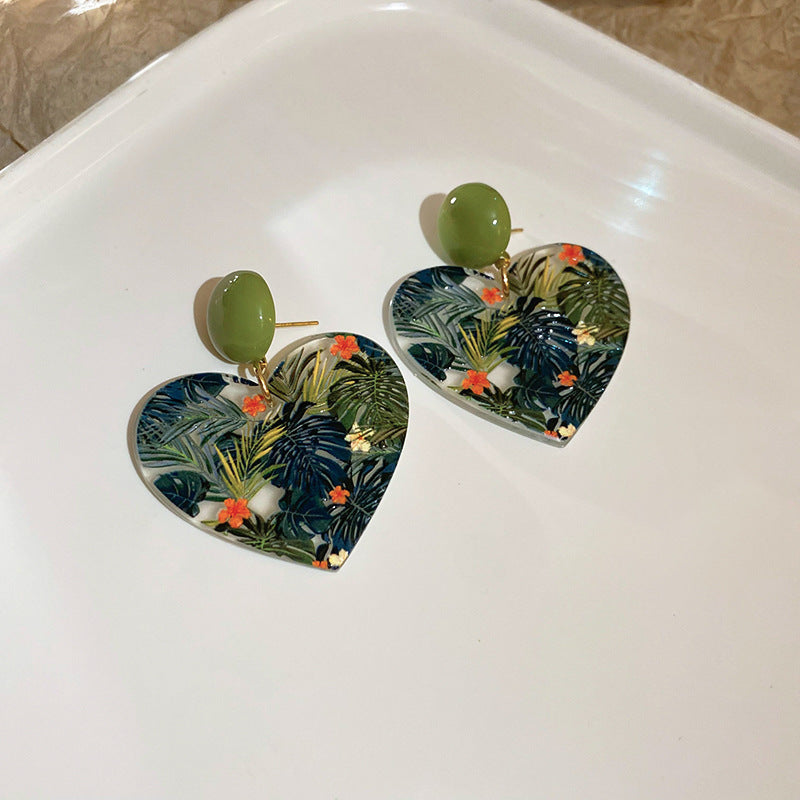 Wholesale Silver Needle French Oil Painting Sunflower Earrings