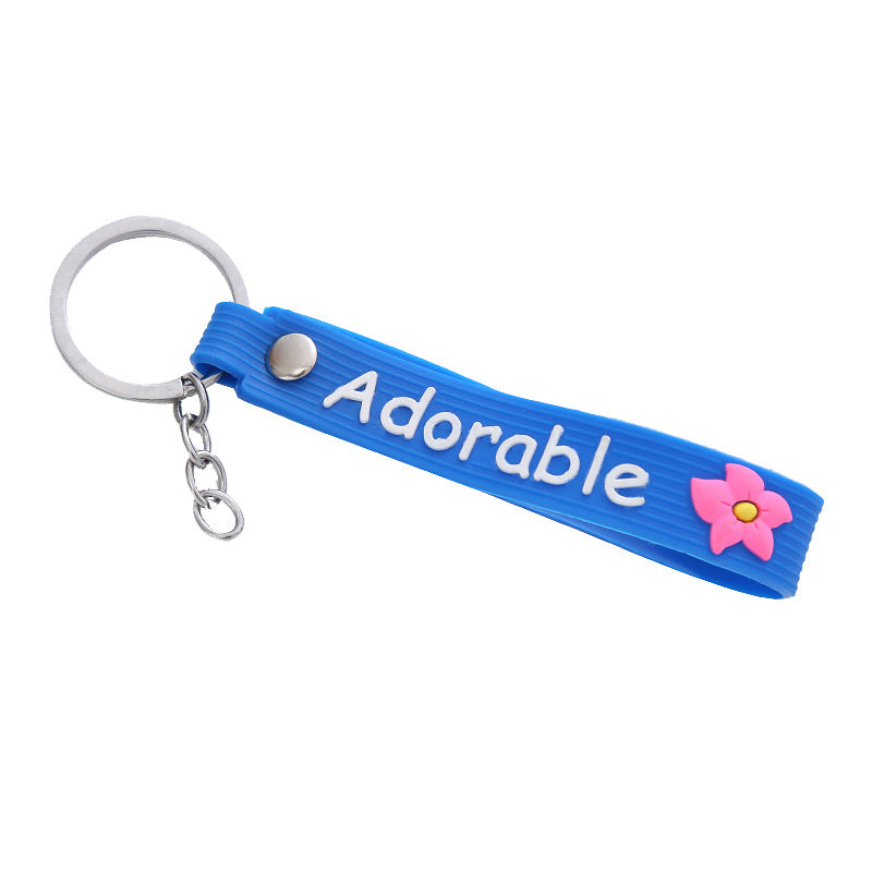 Wholesale 50PCS PVC Plum Blossom Lanyard Keychain