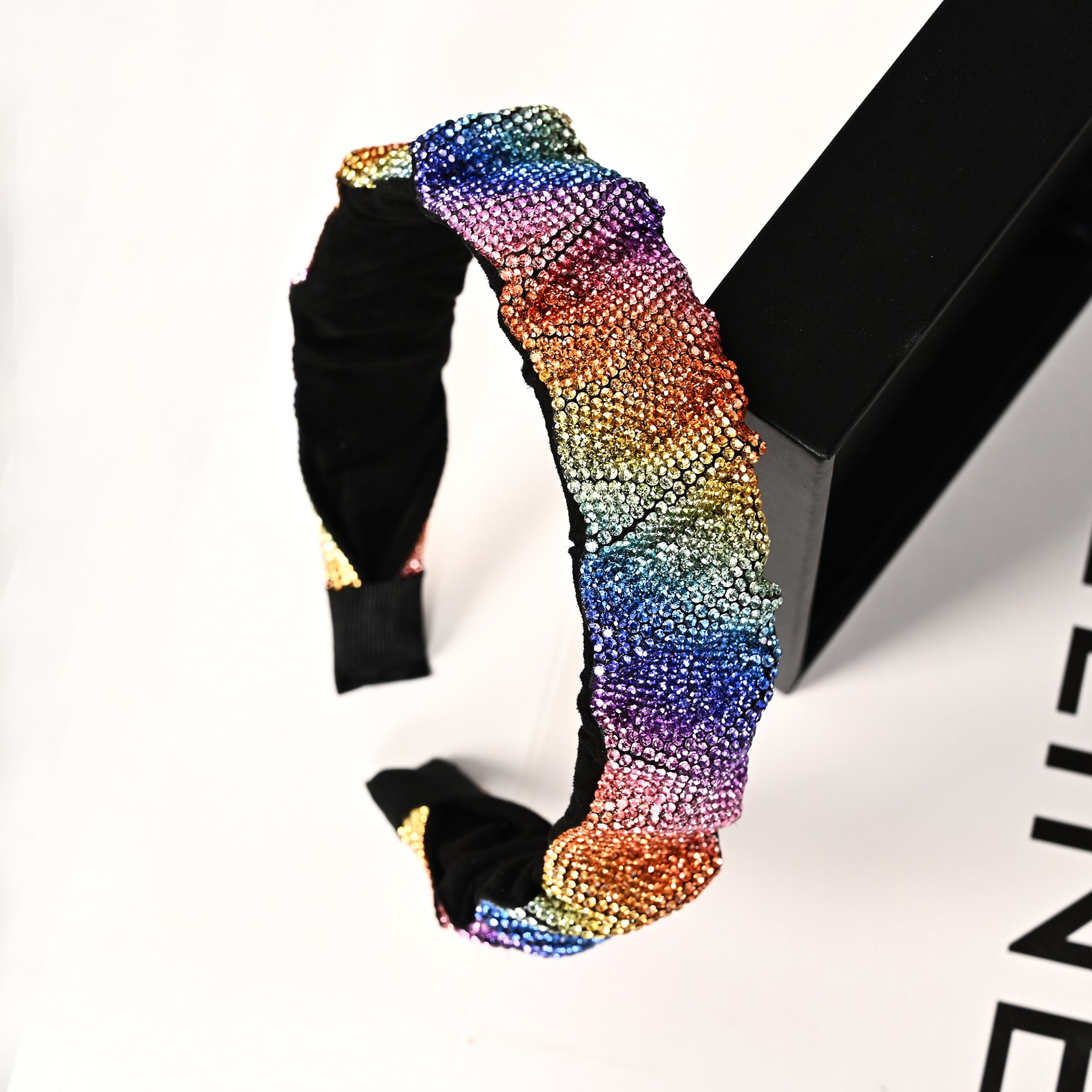 Wholesale Colorful Pleated Full Diamond Sparkling and Dazzling Personality High-end Wide Edge Headband