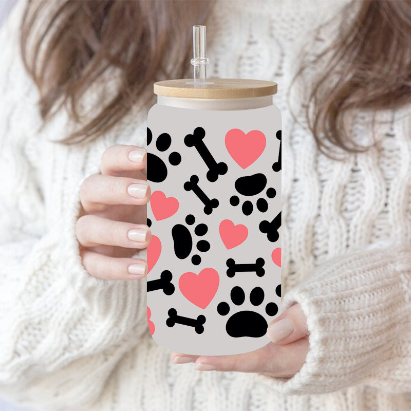 Wholesale Cat and dog paw print bones  16oz Cup UV DTF Wraps