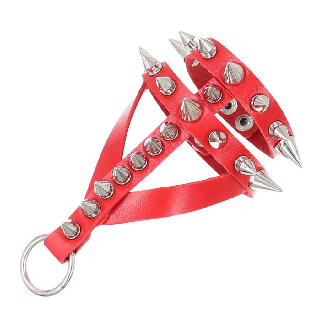 Wholesale  Dark Exaggerated Gothic Bracelet PU Leather Pointed Rivet Bracelet