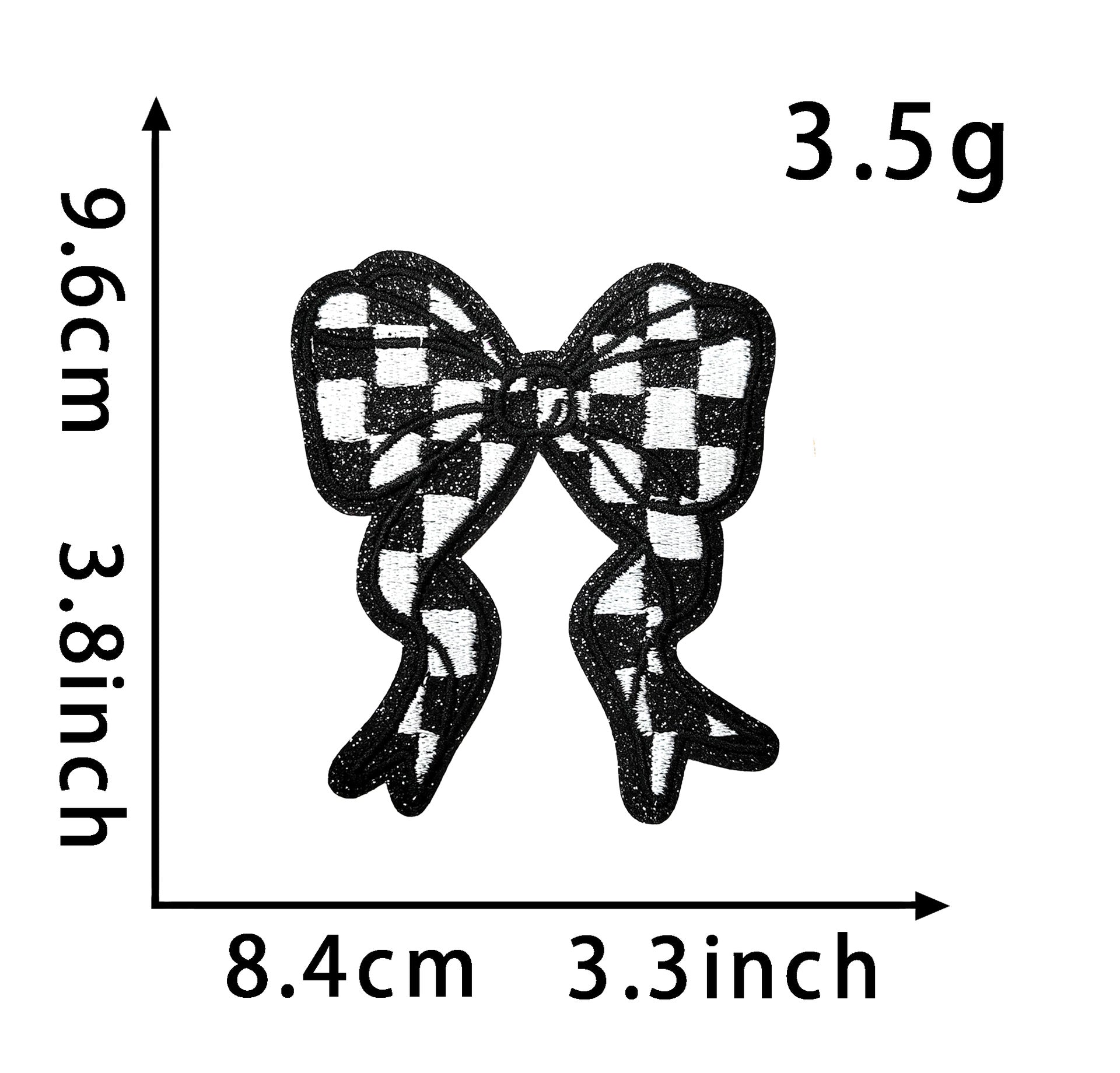 Wholesale Polyester Embroidered Plaid Bow Patches DIY Iron On Back Adhesive Craft Supply For Clothing