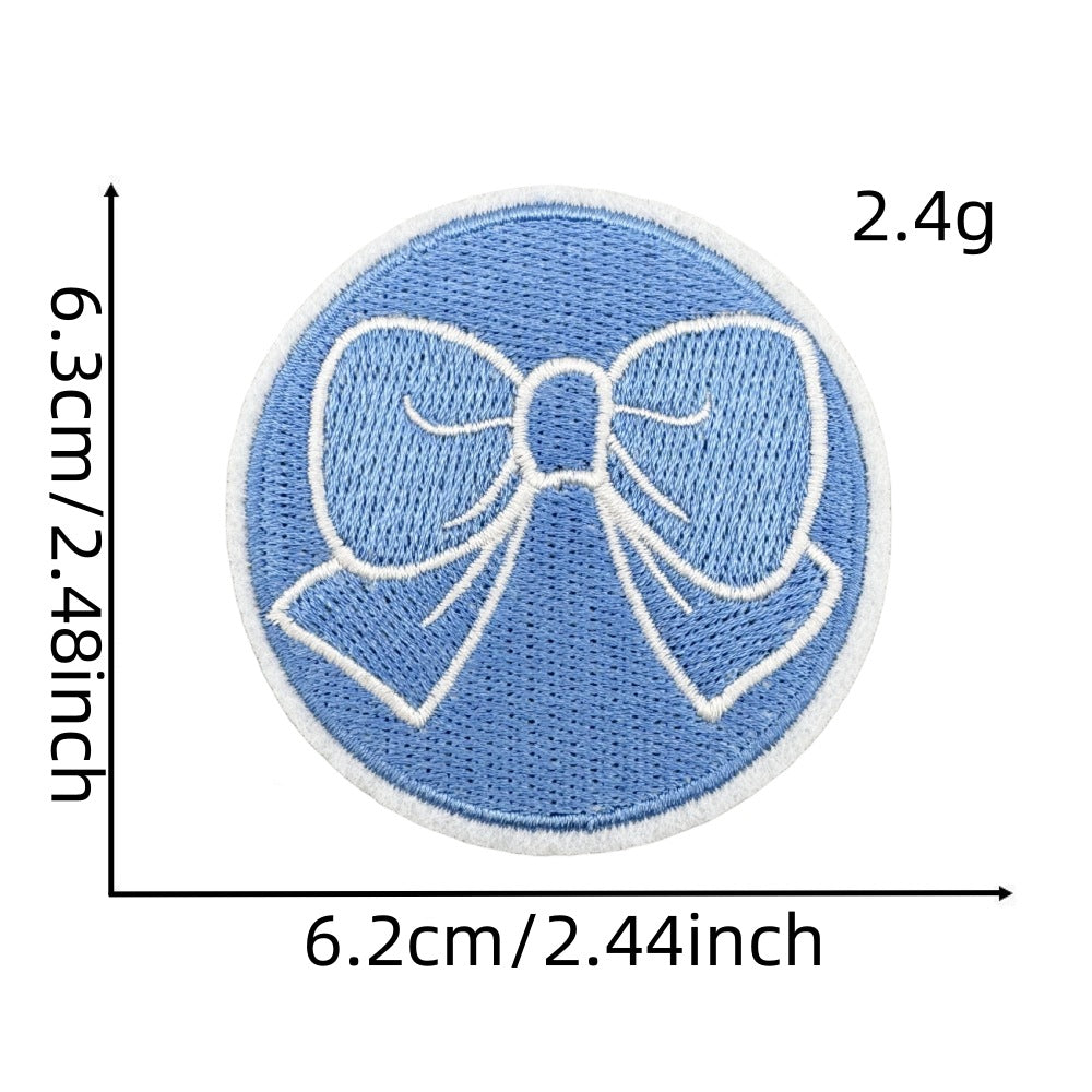 Wholesale Trendy Blue Series Embroidered Cartoon Candy Patches Cute Sew On Clothing Applique Everyday Craft Supply For Resale