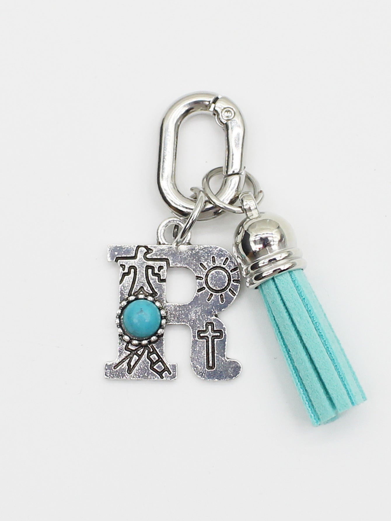 Wholesale ethnic style turquoise 26 letter tassel pendant