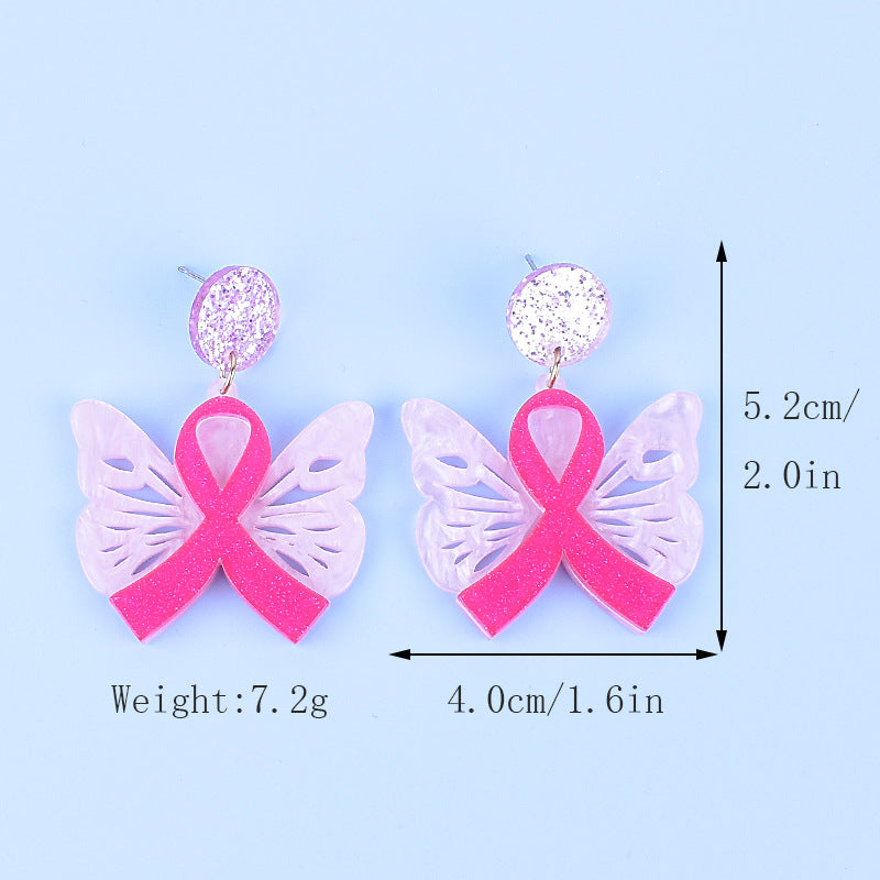 Wholesale Breast Cancer Awareness Pink Acrylic Earrings