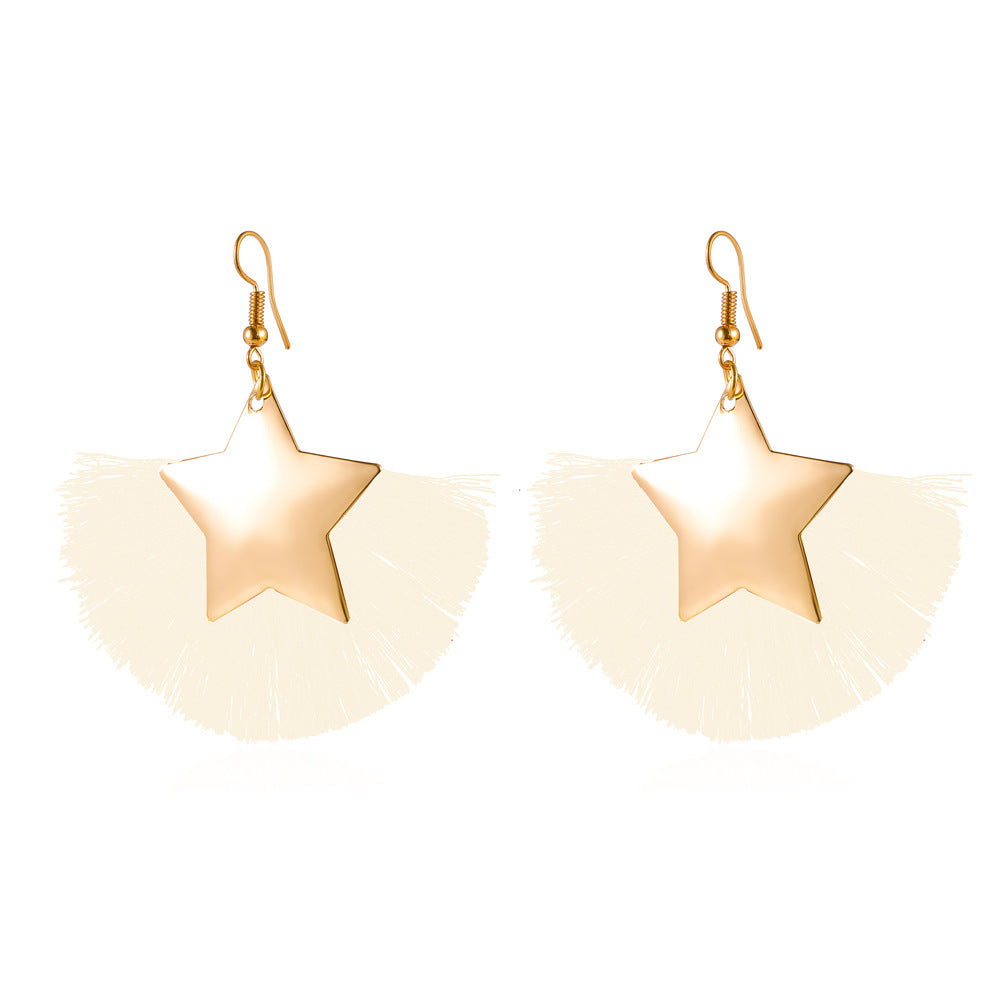 Wholesale Fan Tassel Star Geometric Vintage Earrings