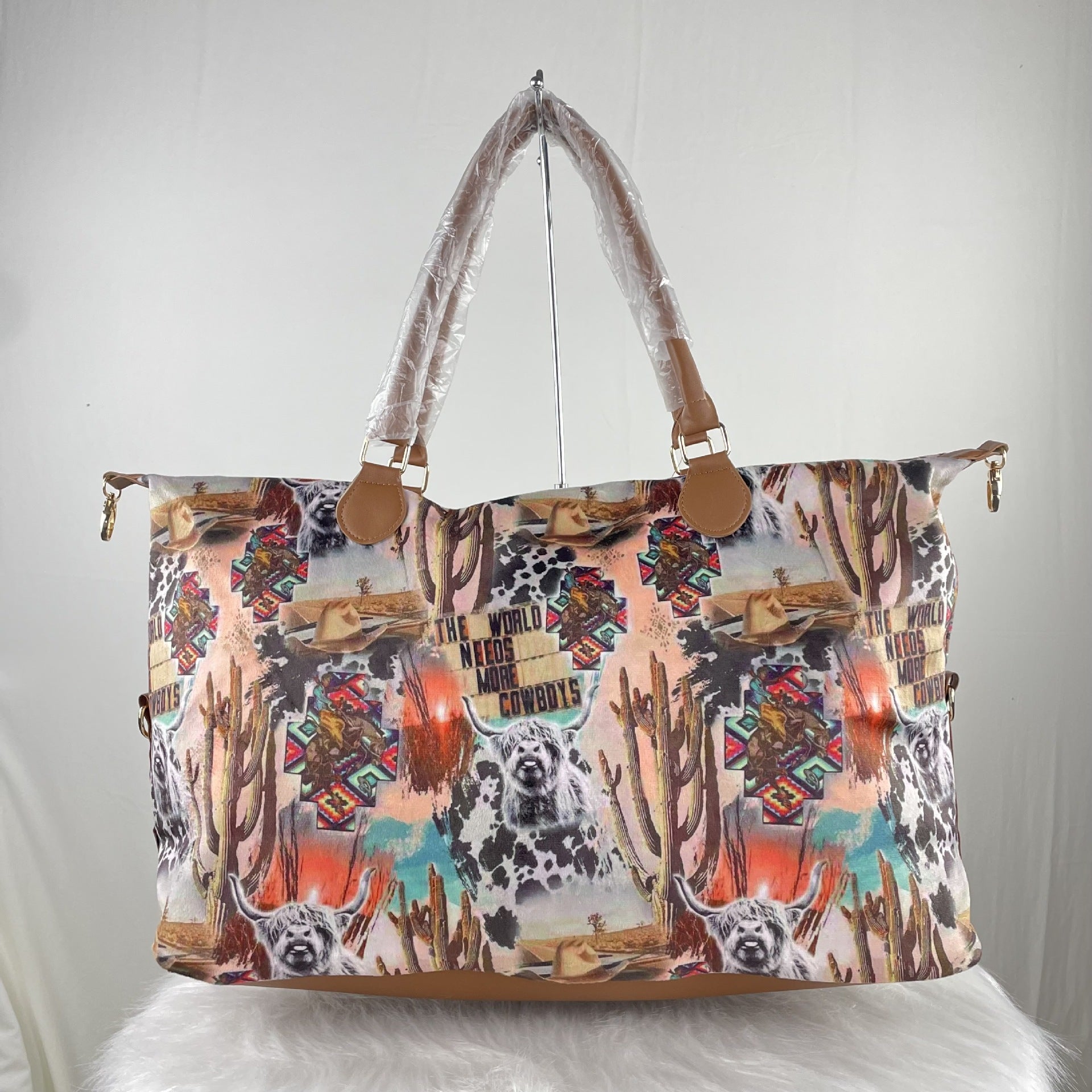 Wholesale Travel Tote Bag for Overnight Weekend Cow Bohemian Canvas Bag